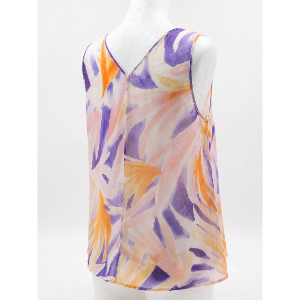 forte_forte 100% Silk Abstract Watercolor V-Neck Top Made in Italy Sz 3 US 8/10 - Picture 2 of 6